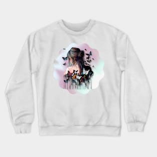 Girl with Butterflies 4 Crewneck Sweatshirt